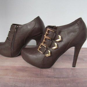Brown Leather Spike Heel Shoes sz 8 1/2 Sexy Shoes